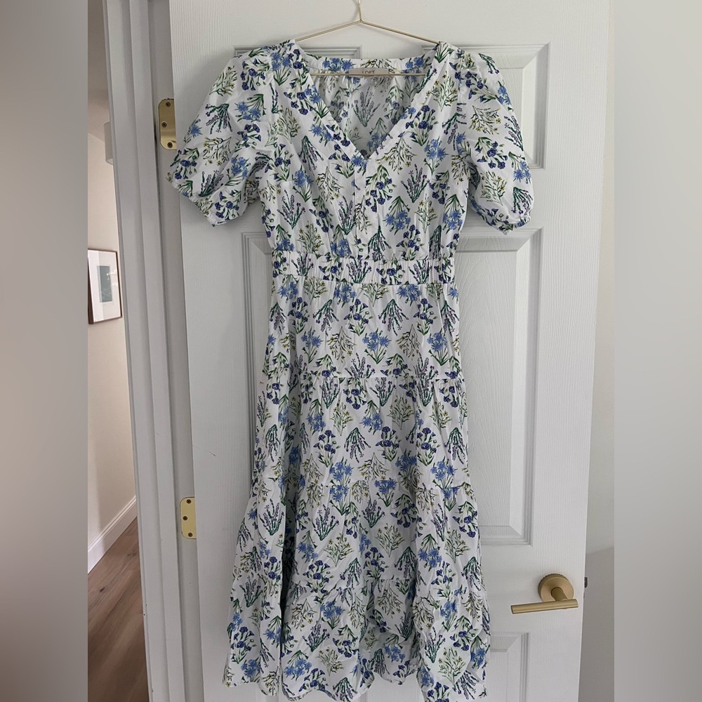 LOFT Floral Maxi Dress in Blue and Green